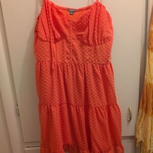 Orange Sleeveless Textured Dress